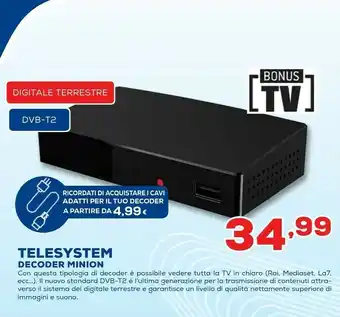 Euronics Telesystem decoder minion offerta