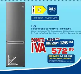 Euronics Frigorifero combinato gbp62dsg offerta