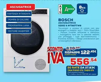Euronics Asciugatrice serie 6 wtr87tw8 offerta