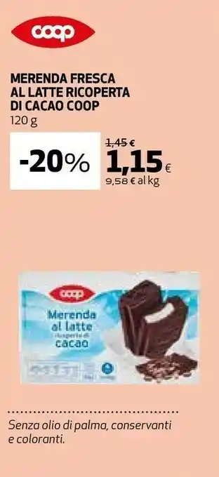 Coop Coop merenda fresca al latte ricoperta di cacao offerta