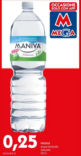 MEGA MANIVA acqua minerale naturale litri 2 offerta