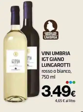 Superconti VINI UMBRIA IGT GIANO LUNGAROTTI rosso o bianco, 750 ml offerta