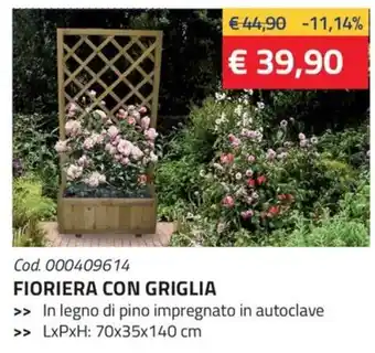 Eurobrico FIORIERA CON GRIGLIA LxPxH: 70x35x140 cm offerta