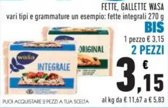 Conad FETTE, GALLETTE WASA vari tipi e grammature fette integrali 270 g offerta