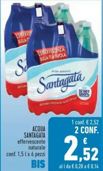 Conad ACQUA SANTAGATA effervescente naturale conf. 1,5 l x 6 pezzi offerta