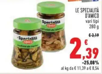 Conad LE SPECIALITÀ D'AMICO vari tipi 280 g offerta