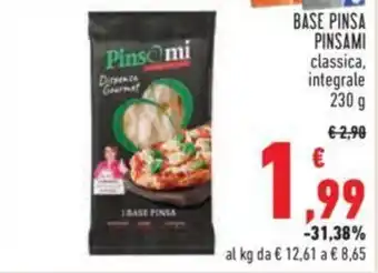 Conad BASE PINSA PINSAMI classica, integrale 230 g offerta