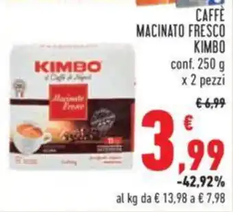 Conad CAFFE MACINATO FRESCO KIMBO conf. 250 g x 2 pezzi offerta