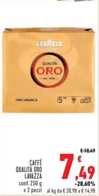 Conad CAFFÈ QUALITÀ ORO LAVAZZA conf. 250 g x 2 pezzi offerta