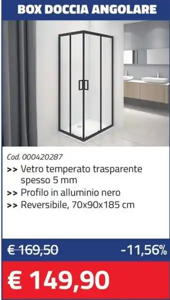 Eurobrico BOX DOCCIA ANGOLARE spesso 5 mm 70x90x185 cm offerta