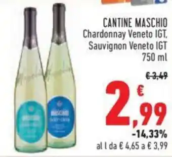 Conad CANTINE MASCHIO Chardonnay Veneto IGT. Sauvignon Veneto IGT 750 ml offerta