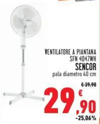 Conad VENTILATORE A PIANTANA SFN 4047WH SENCOR pala diametro 40 cm offerta