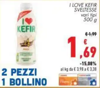 Conad I LOVE KEFIR SVELTESSE vari tipi 500 g offerta