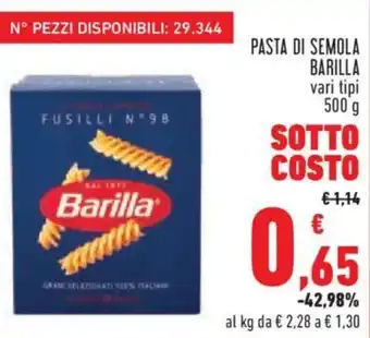 Conad City PASTA DI SEMOLA BARILLA vari tipi 500 g offerta