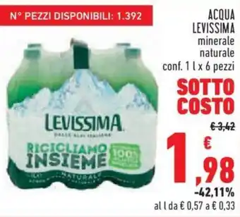 Conad City ACQUA LEVISSIMA minerale naturale conf. 11 x 6 pezzi offerta