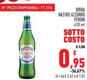 Conad City BIRRA NASTRO AZZURRO PERONI 620 ml offerta