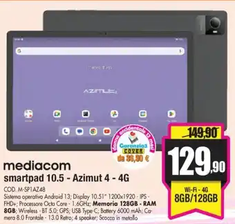 Wellcome mediacom smartpad 10.5 - Azimut 4 - 4G offerta