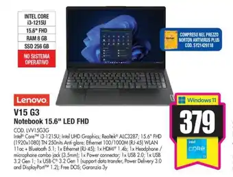 Wellcome Lenovo V15 G3 Notebook 15.6" LED FHD offerta