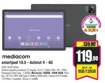 Wellcome mediacom smartpad 10.5 - Azimut 4 - 4G offerta