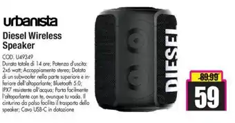 Wellcome urbanista Diesel Wireless Speaker offerta