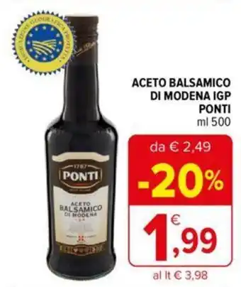 Iperal ACETO BALSAMICO DI MODENA IGP PONTI ml 500 offerta