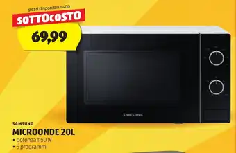 ALDI SAMSUNG MICROONDE 20L potenza 1150 W 5 programmi offerta