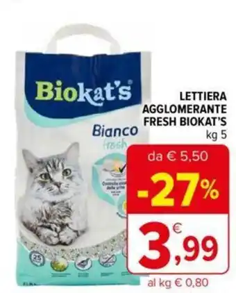 Iperal LETTIERA AGGLOMERANTE FRESH BIOKAT'S kg 5 offerta