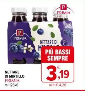 Iperal NETTARE DI MIRTILLO PRIMIA ml 125x6 offerta