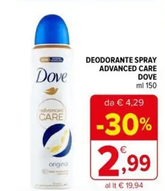 Iperal DEODORANTE SPRAY ADVANCED CARE DOVE ml 150 offerta