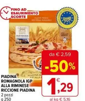 Iperal PIADINA ROMAGNOLA IGP ALLA RIMINESE RICCIONE PIADINA 2 pezzi g 250 offerta