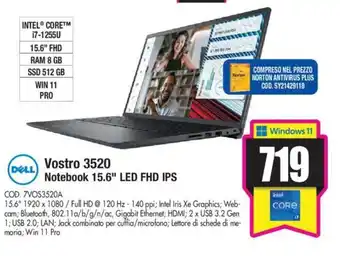 Wellcome (DELL) Vostro 3520 Notebook 15.6" LED FHD IPS offerta