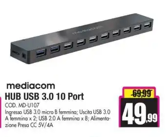 Wellcome mediacom HUB USB 3.0 10 Port offerta