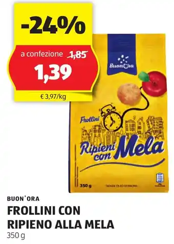 ALDI BUON'ORA FROLLINI CON RIPIENO ALLA MELA 350 g offerta