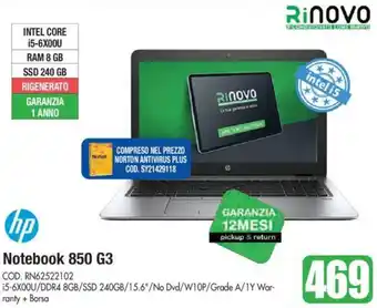 Wellcome hp Notebook 850 G3 offerta