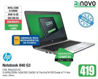 Wellcome hp Notebook 840 G3 offerta