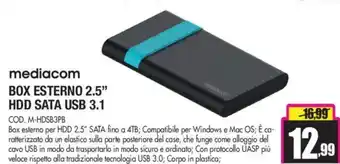 Wellcome mediacom BOX ESTERNO 2.5" HDD SATA USB 3.1 offerta