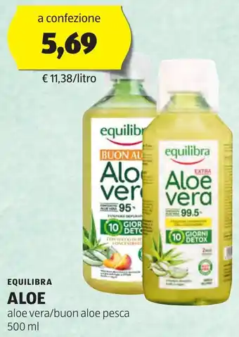 ALDI EQUILIBRA ALOE aloe vera/buon aloe pesca 500 ml offerta