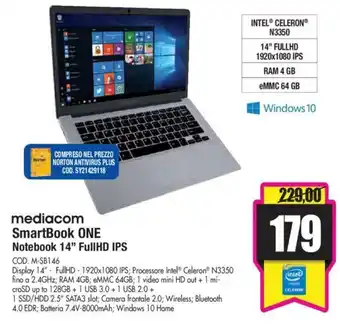 Wellcome mediacom SmartBook ONE Notebook 14" FullHD IPS offerta