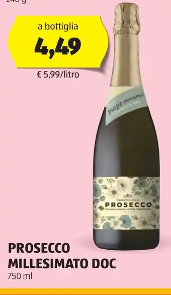 ALDI PROSECCO MILLESIMATO DOC 750 ml offerta