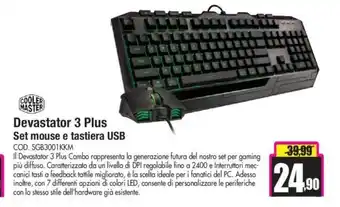 Wellcome COOLER MASTER Devastator 3 Plus Set mouse e tastiera USB offerta