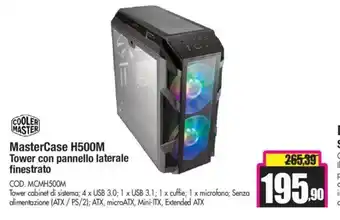 COOLER MASTER MasterCase H500M Tower con pannello laterale finestrato