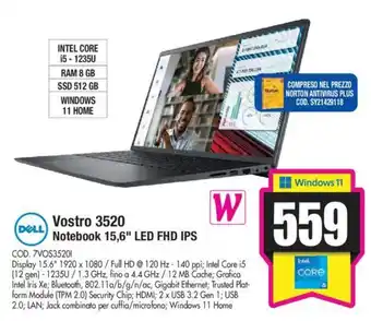 Wellcome Dell Vostro 3520 Notebook 15,6" LED FHD IPS offerta