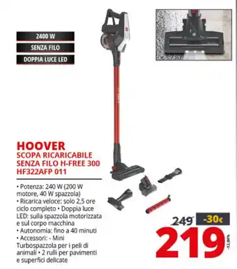 Comet Hoover Scopa Ricaricabile senza Filo H-Free 300 HF322AFP 011 offerta