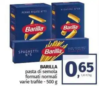 Pam BARILLA pasta di semola formati normali varie trafile - 500 g offerta