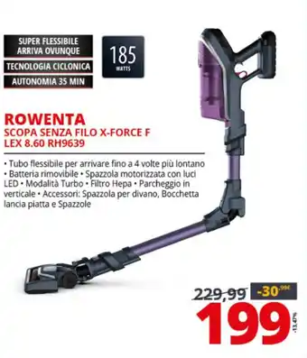 Comet Rowenta Scopa senza Filo X-Force F Lex 8.60 RH9639 offerta
