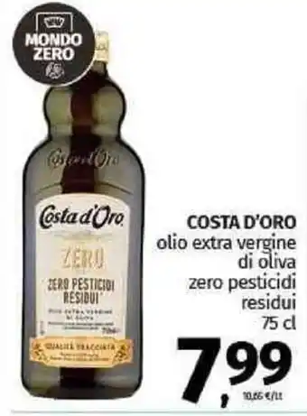 Pam COSTA D'ORO olio extra vergine di oliva zero pesticidi residui 75 cl offerta