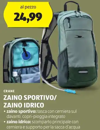 ALDI CRANE ZAINO SPORTIVO/ ZAINO IDRICO offerta