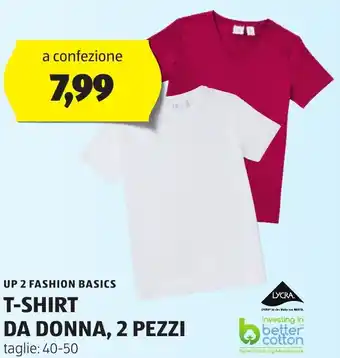 ALDI UP 2 FASHION BASICS T-SHIRT DA DONNA, 2 PEZZI taglie: 40-50 offerta