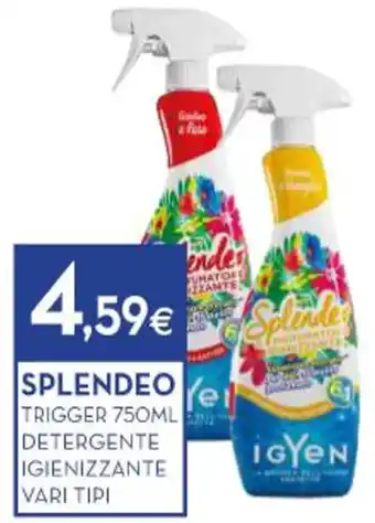 Proshop SPLENDEO TRIGGER 750ML DETERGENTE IGIENIZZANTE VARI TIPI offerta