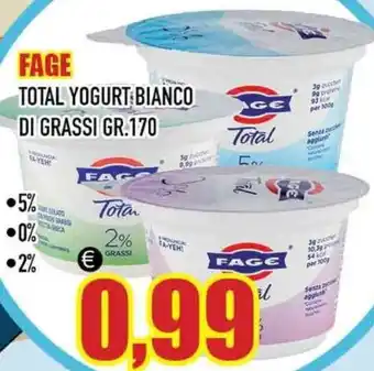 Euromarket Carandente FAGE TOTAL YOGURT BIANCO DI GRASSI GR.170 offerta